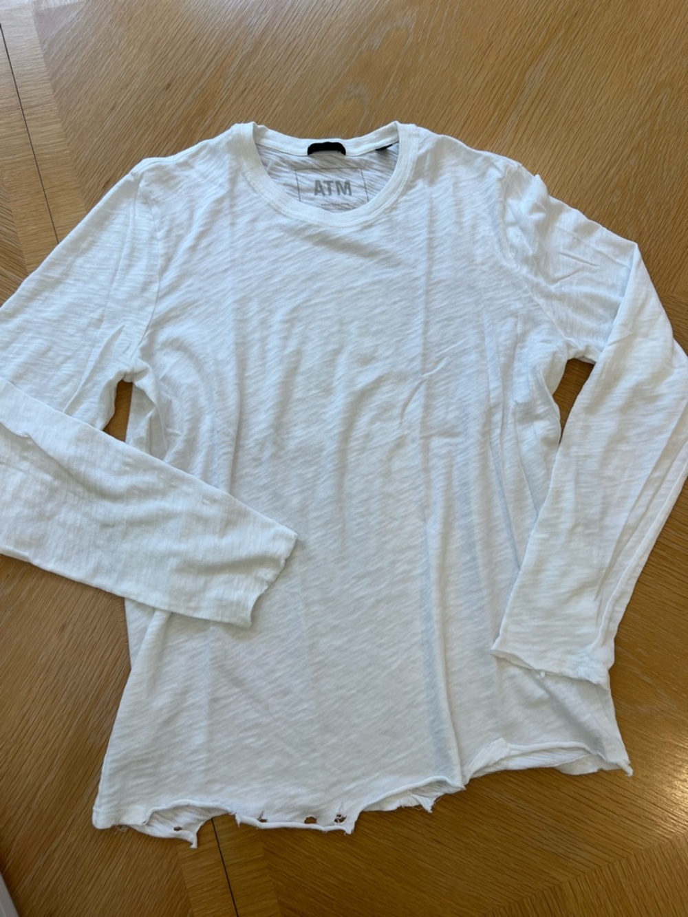 ATM Anthony Thomas Melillo White Crew Neck Slub Tee
